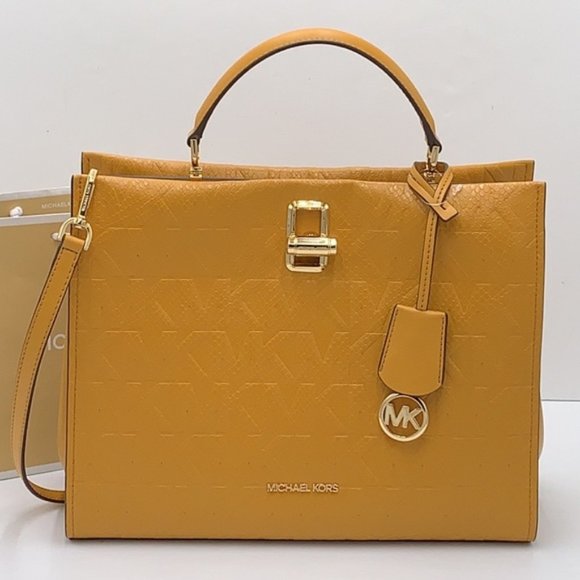 Michael Kors Penelope Large Top Handle Satchel Marigold Color - Picture 1 of 15